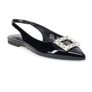 Apt 9 Traycee slingback rhinestone buckle pointy toe retro flats shoes sz 8.5